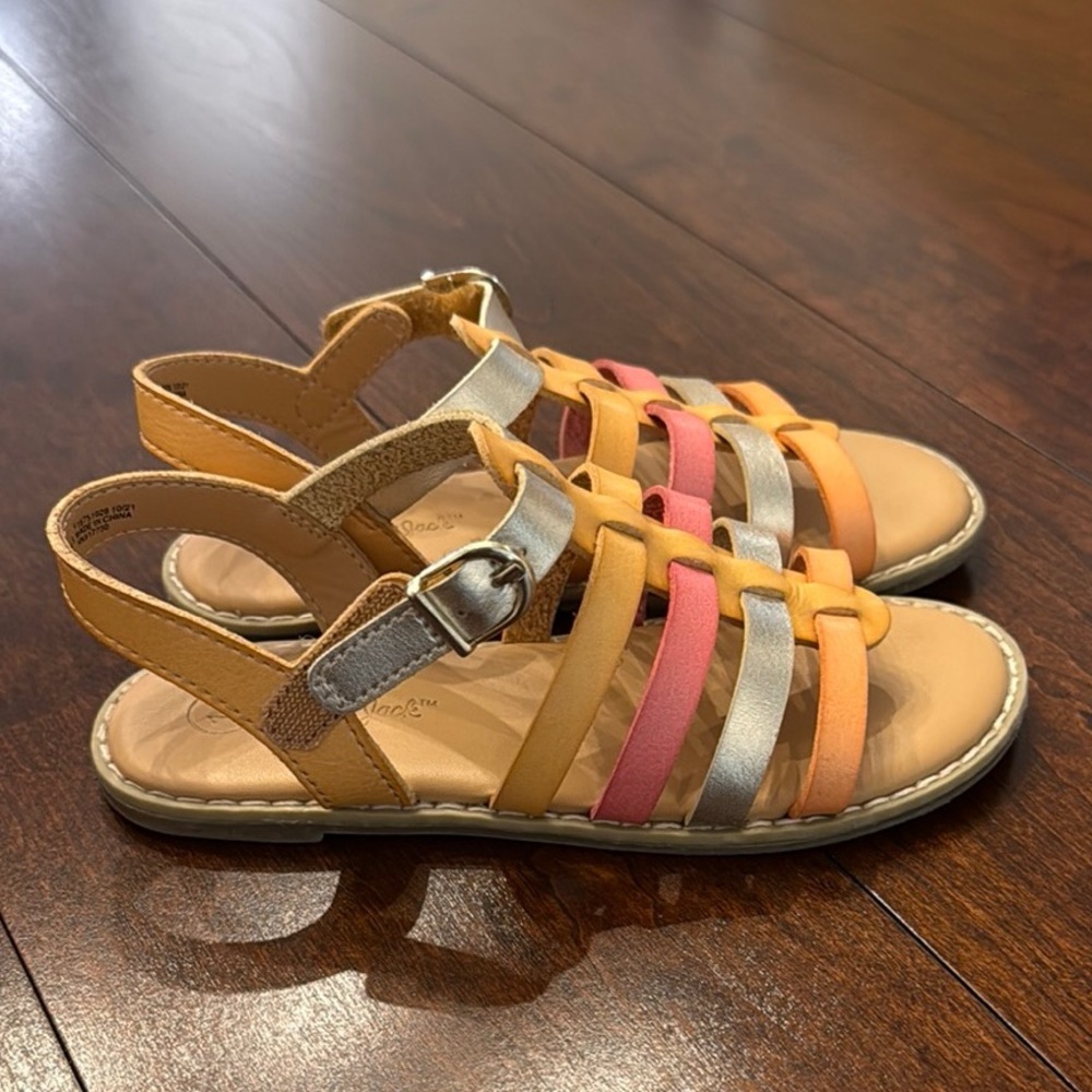 Cat & Jack Orange and Pink Sandals with Multiple Straps
